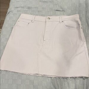 Women's Light Heather Grey Frayed Denim Skirt